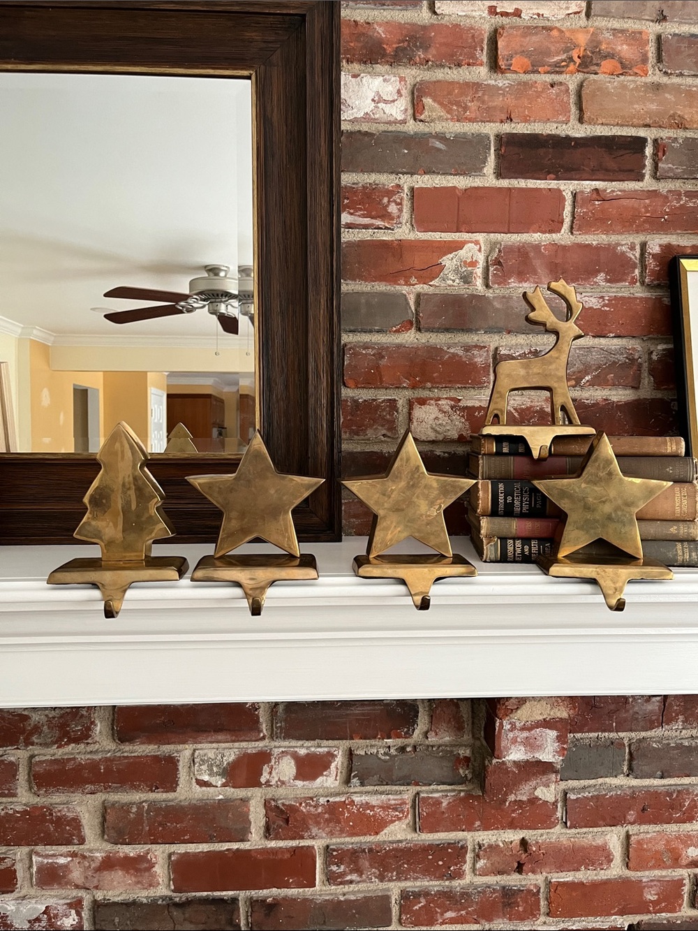 Vintage Pottery Barn Gold/Brass tone Stocking Mantel Hooks